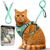 MingXpets cat harness walk setup shows escape-proof buckle system for safe outings