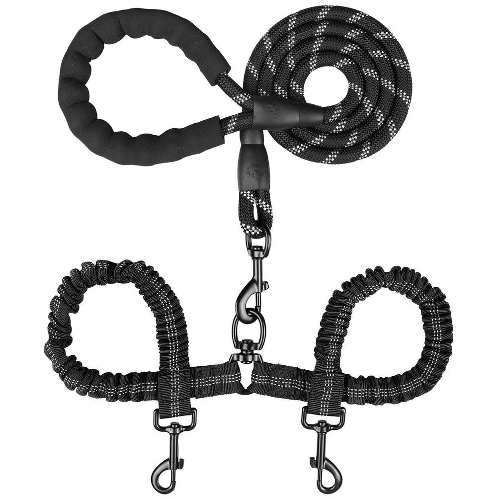 MingXpets double dog leash with 360° swivel keeps two dogs comfortable and untangled.