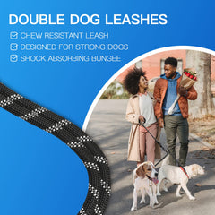 MingXpets dual dog leash showing tangle-free design for smooth two-dog walking.