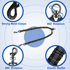 MingXpets elastic rope demonstrates shock-absorption for energetic dogs on the move.