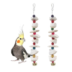 MinrzPet 2-pack bird toys with cuttlebone for engaging play and beak care.