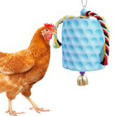 MinrzPet beak grinding stone in a coop promoting beak health and enrichment.