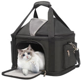 Minsong pet carrier soft-sided travel tote black front view for stylish pet transport