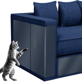 mioule couch protector closeup shows clear film guarding sofa surface from cat scratches.