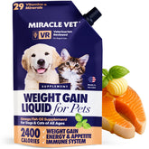 Miracle Vet weight gainer packaging highlights a high-calorie formula for pet nourishment