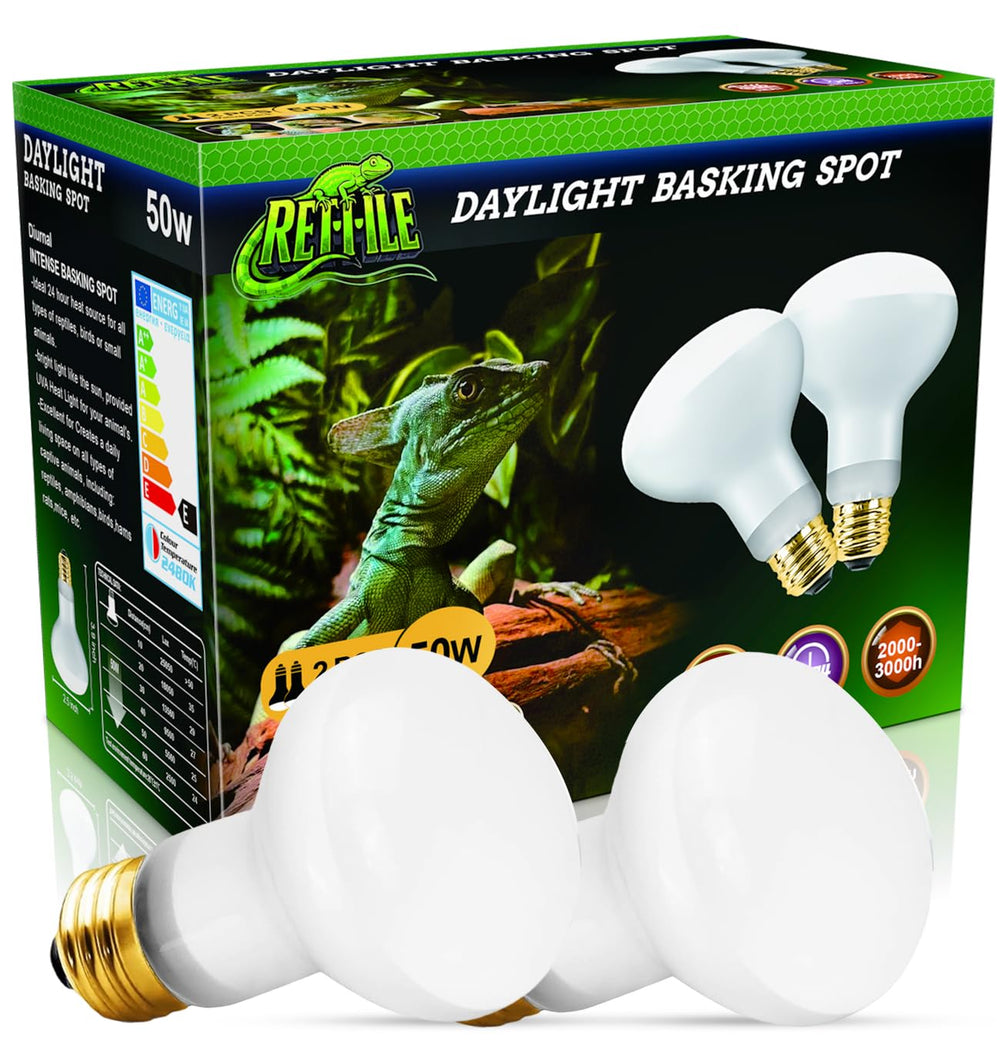 MISDOOD Reptile Heat Lamp 50W packaging shows quick-start kit for reliable basking