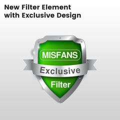 MISFANS S003/S005 filter pack close-up showing debris capture