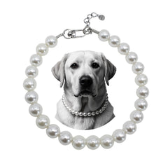 MISS PET pearl collar with steel wire rope for durable, stylish large dogs.
