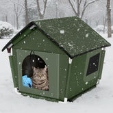 Mittimiya Outdoor Cat House shows waterproof fabric for reliable all-weather shelter.