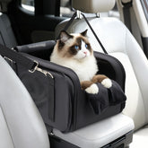 Mity Rain 3in1 cat car seat center-console view supports calm travel and better pet visibility.