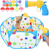 Mity Rain cat ball pit blue ready for indoor play, boosts enrichment and interactive fun.