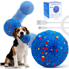 Mity Rain interactive dog toy blue ball front view for enrichment during play.