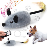 Mity rain interactive dog toy gray front view showing realistic mouse design for solo play
