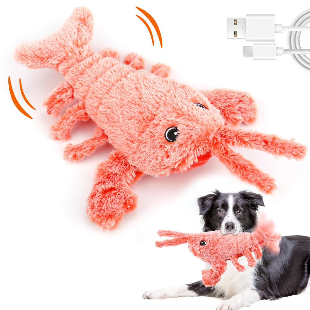 Mity rain Wiggly Lobster tail-wag motion engages dogs during solo play.