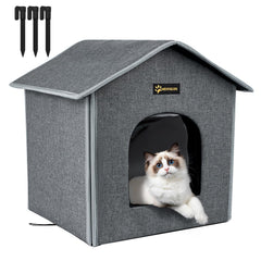 MIU COLOR Outdoor Cat House front view showing compact weatherproof shelter for small pets