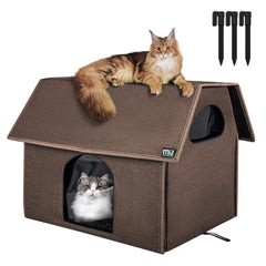 MIU COLOR outdoor cat house front view highlights weatherproof shelter for outdoor cats.