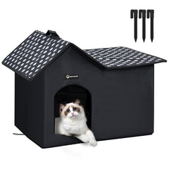 MIU COLOR Outdoor Cat House front view highlights weatherproof shelter for outdoor cats.