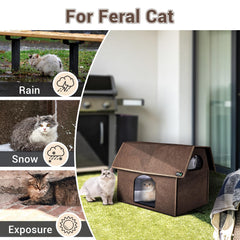 MIU COLOR outdoor cat house side view demonstrates compact footprint for porches and gardens.
