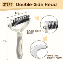 MIU PET Slicker Brush closeup with rounded teeth for gentle mat removal.