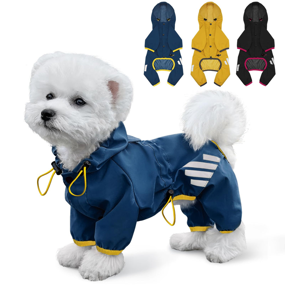 Miucat dog raincoat with hood keeps your dog's head dry during rainy walks.