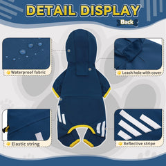 Miucat raincoat reflective strips boost nighttime visibility for safety.
