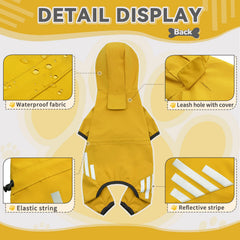 Miucat raincoat features reflective strips for safer nighttime visibility.