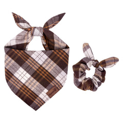 Miucat Thanksgiving dog bandana plaid enhances festive photos with holiday style.