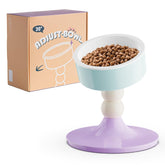 MIU PET ceramic elevated cat bowls setup view with stable stand for space-saving feeding