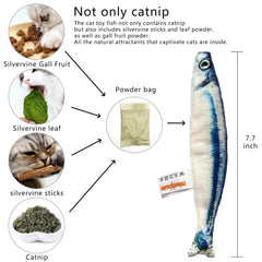 Miwoowim saury fish toy pack closeup highlights soft fabric and chew-friendly design