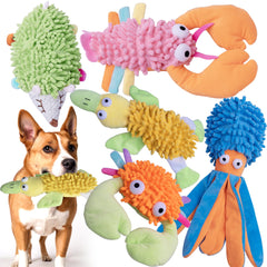 Mixcotia 5-pack dog squeaky toy crab with plush texture for interactive play.