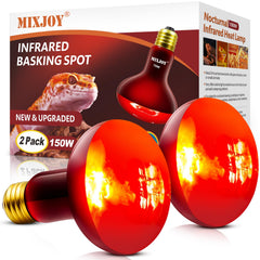 MIXJOY 150W infrared heat lamp bulb for bearded dragon basking with steady warmth.