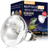 MIXJOY 160W reptile heat lamp bulb in terrarium for warm basking light.