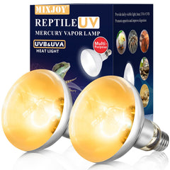 MixJOY 2 Pack 100W reptile heat lamp front view for full-spectrum care.