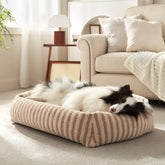 MIXJOY dog bed medium on living room floor, cozy plush faux fur for nap-ready comfort.