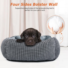 MIXJOY dog bed raised rim cradles head and neck for comfort.
