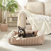 MIXJOY dog bed with removable cover in beige, easy cleaning and cozy naps.