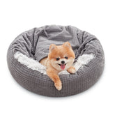 MIXJOY donut-style hooded dog bed offers cozy privacy for small pets