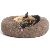 MIXJOY orthopedic donut bed faux fur closeup highlights plush comfort for pets.