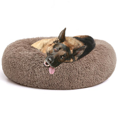 MIXJOY orthopedic donut bed faux fur closeup highlights plush comfort for pets.