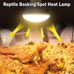 MIXJOY reptile heat lamp bulbs basking scene highlights a comfortable basking area for reptiles