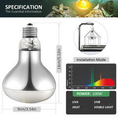 MIXJOY self-ballasted reptile light bulb installation is simple and flexible for various enclosures.