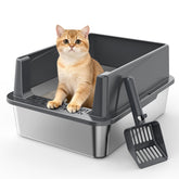 MIXJOY stainless steel litter box with lid showcases durable construction for a tidy space