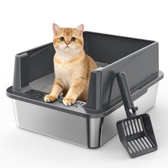 MIXJOY stainless steel litter box with lid showcases durable construction for a tidy space
