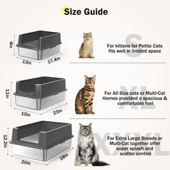 MIXJOY XL-size stainless box provides extra room for mid-size cats