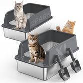 MIXJOY stainless steel XL litter box top view with roomy space for big cats.