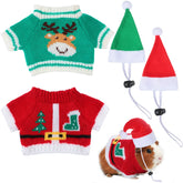 Mixweer guinea pig hat deer-style sits on tiny head for warm festive look.