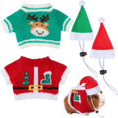 Mixweer guinea pig hat deer-style sits on tiny head for warm festive look.