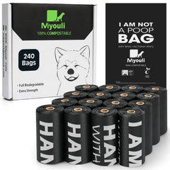 Miyouli compostable poop bag rolls fit most dispensers for easy cleanup.
