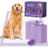 MIZOK Puppy Pads lavender-scented edge shows odor control for a fresher home
