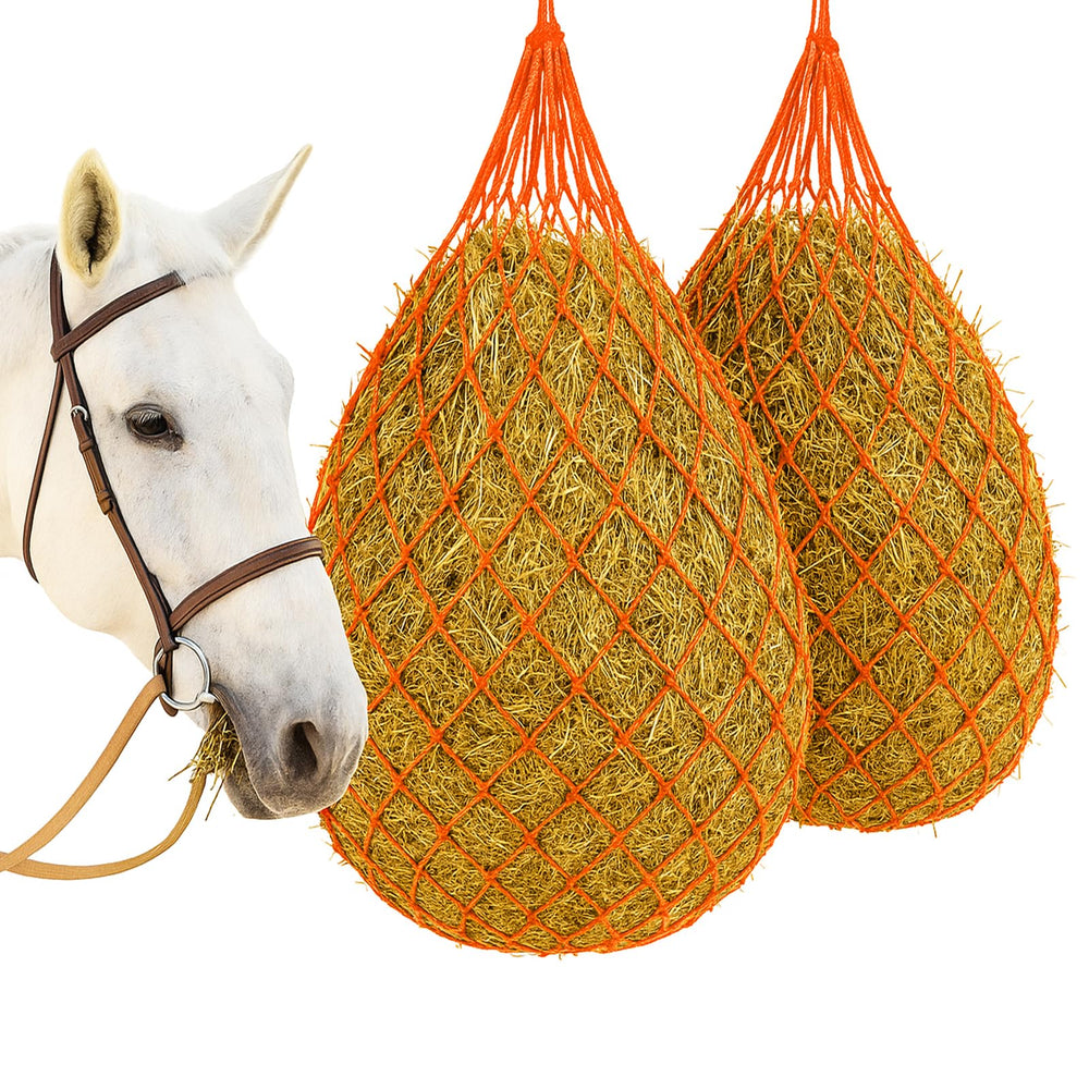 MJFSGYO 40-inch orange hay net for horses promotes slow feeding and reduces mess